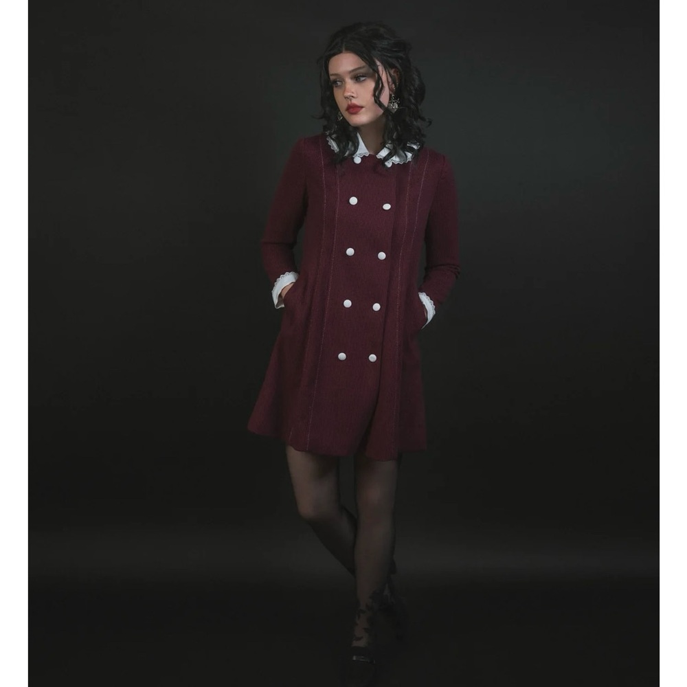 Lively Ghosts Sabrina Burgundy Coat in XS.
